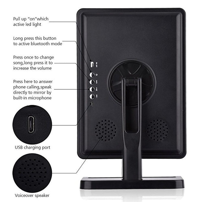Touch Screen LED Makeup Mirror with 20 Lights, Bluetooth Speaker & 10X Magnification