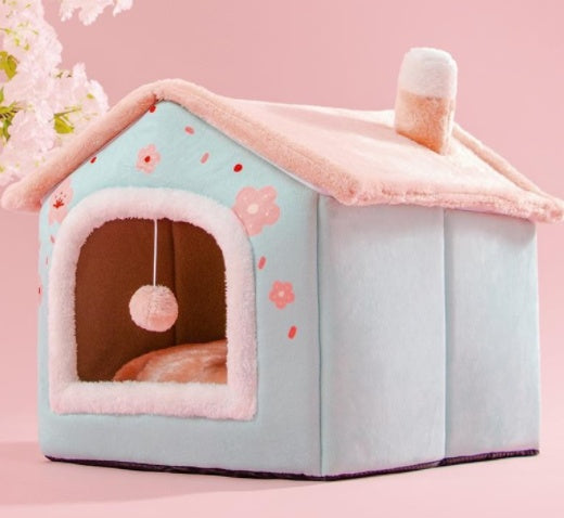 Foldable Pet House & Bed – Warm Enclosed Cave for Dogs & Cats
