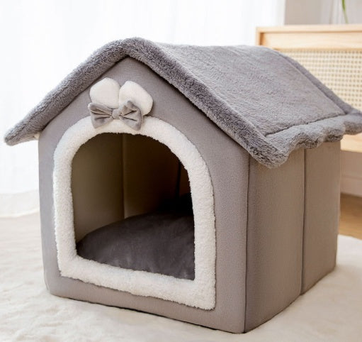 Foldable Pet House & Bed – Warm Enclosed Cave for Dogs & Cats
