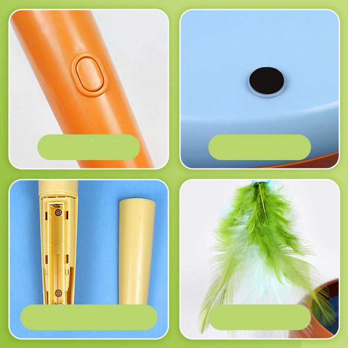 2-in-1 Interactive Cat Toy with Feather – Turntable Self-Play Pet Toy